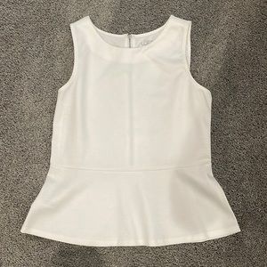 White Ann Taylor Loft Medium Petite Peplum top.